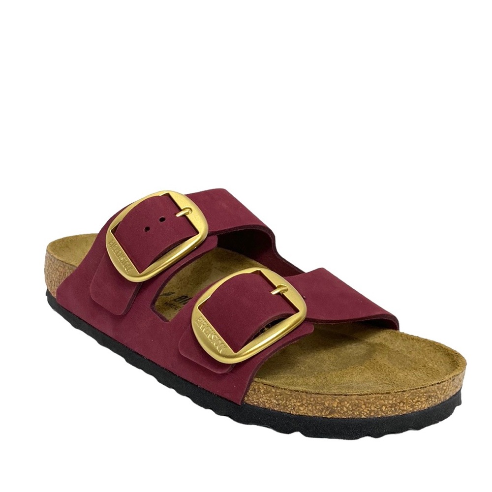 Birkenstock Arizona Soft Footbed Big Buckle Red Leather Slipon Sandals